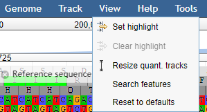 Screenshot of jbrowse top menu with search features button. 