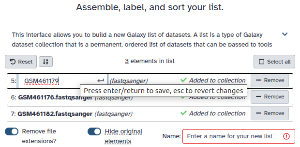edit and build a list collection