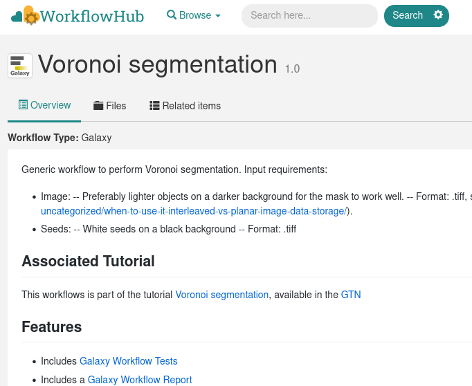 screenshot of workflowhub. 