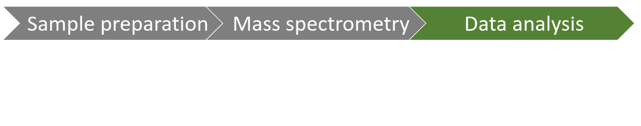sample prep, MS, data analysis flow chart, but data analysis is highlighted.