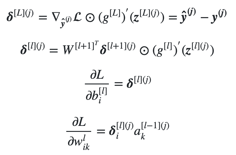 Backpropagation formulas